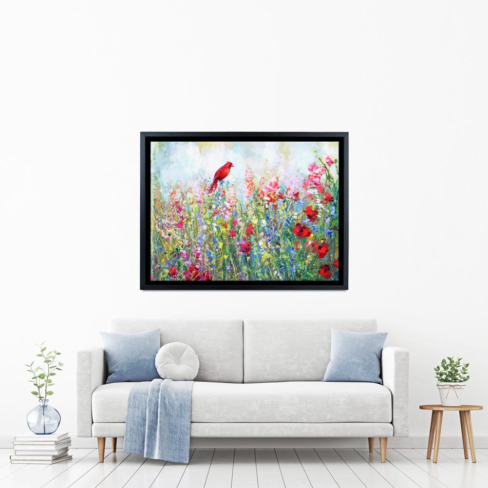 Cardinal Among The Wildflowers Canvas Print wall art product Leon Devenice