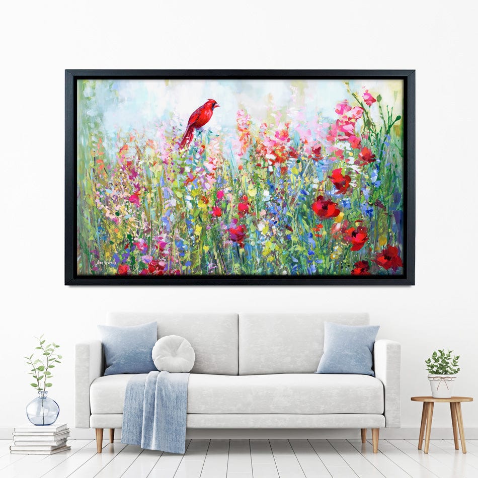 Cardinal Among The Wildflowers Canvas Print wall art product Leon Devenice