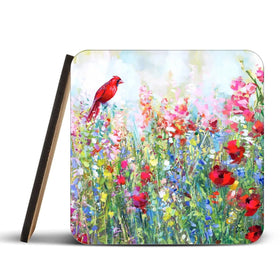 Cardinal Among The Wildflowers Coaster Set Rainbow Soul Tree Coaster Set | Rainbow Soul Tree Art Coasters wall art product Leon Devenice