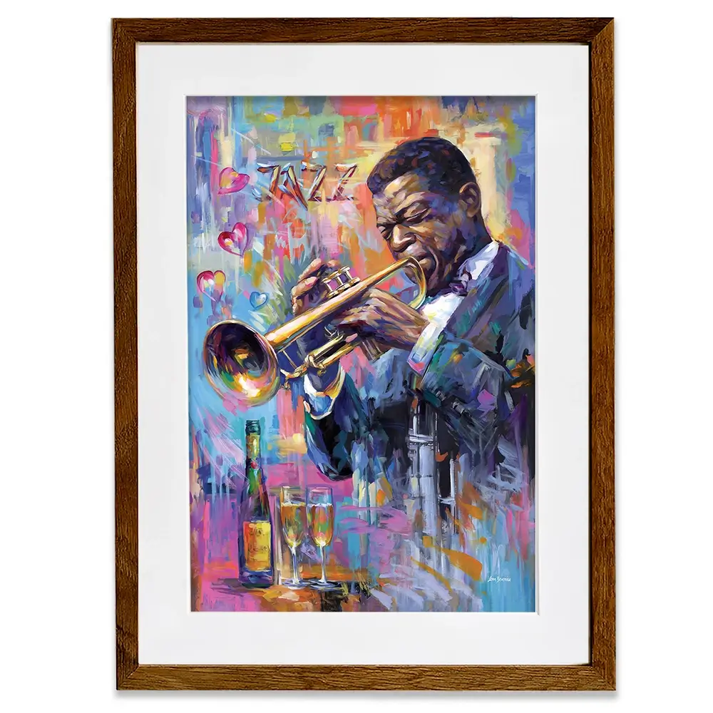 Champagne And Jazz Framed Art Print Champagne And Jazz Framed Art Print wall art product Leon Devenice