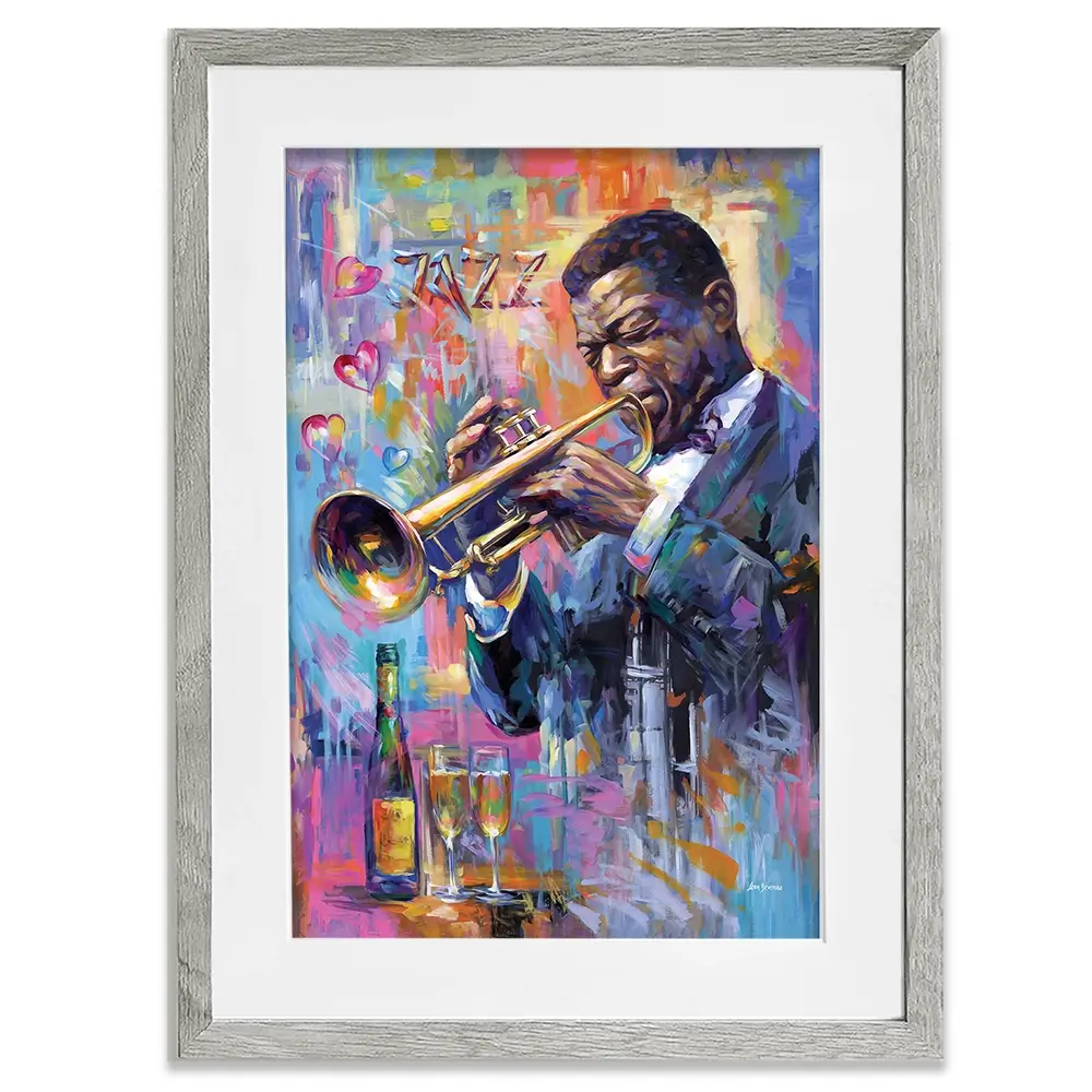 Champagne And Jazz Framed Art Print Champagne And Jazz Framed Art Print wall art product Leon Devenice