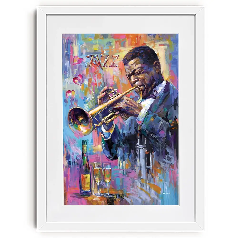 Champagne And Jazz Framed Art Print Champagne And Jazz Framed Art Print wall art product Leon Devenice