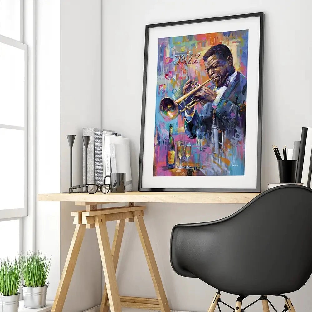 Champagne And Jazz Framed Art Print Champagne And Jazz Framed Art Print wall art product Leon Devenice