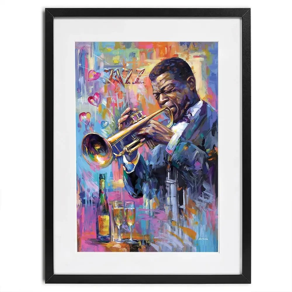 Champagne And Jazz Framed Art Print Champagne And Jazz Framed Art Print wall art product Leon Devenice