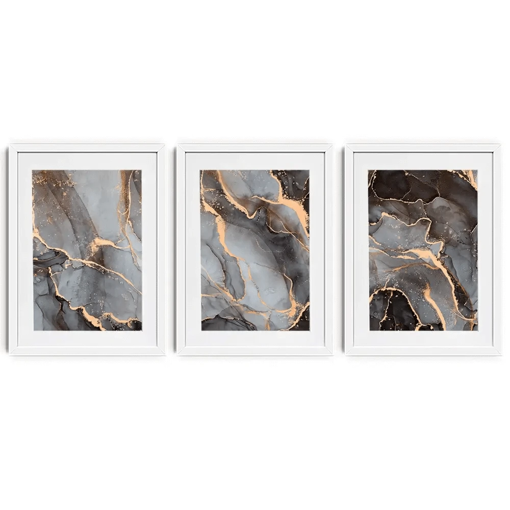Charcoal Marble Framed Art Print Trio Charcoal Marble Framed Art Print Trio wall art product djero.adlibeshe / Shutterstock