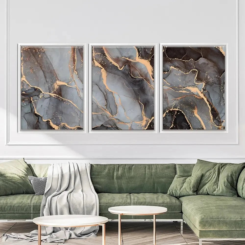 Charcoal Marble Trio Canvas Print Charcoal Marble Trio Canvas Print wall art product djero.adlibeshe / Shutterstock