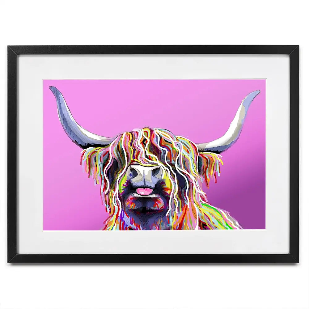 Cheeky Pink Highland Cow Framed Art Print Cheeky Pink Highland Cow Framed Art Print wall art product Independent