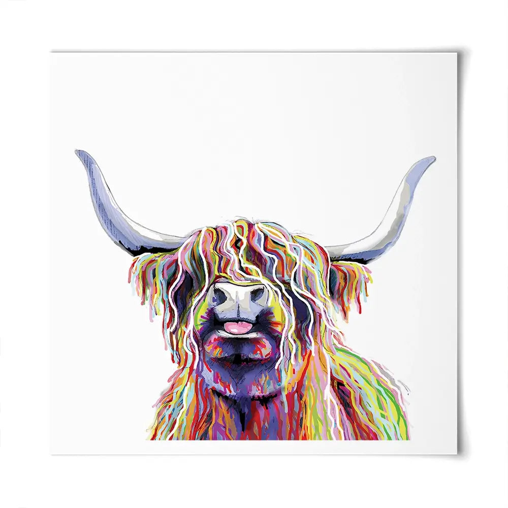 Cheeky White Highland Cow Square Art Print Cheeky White Highland Cow Square Art Print wall art product Independent