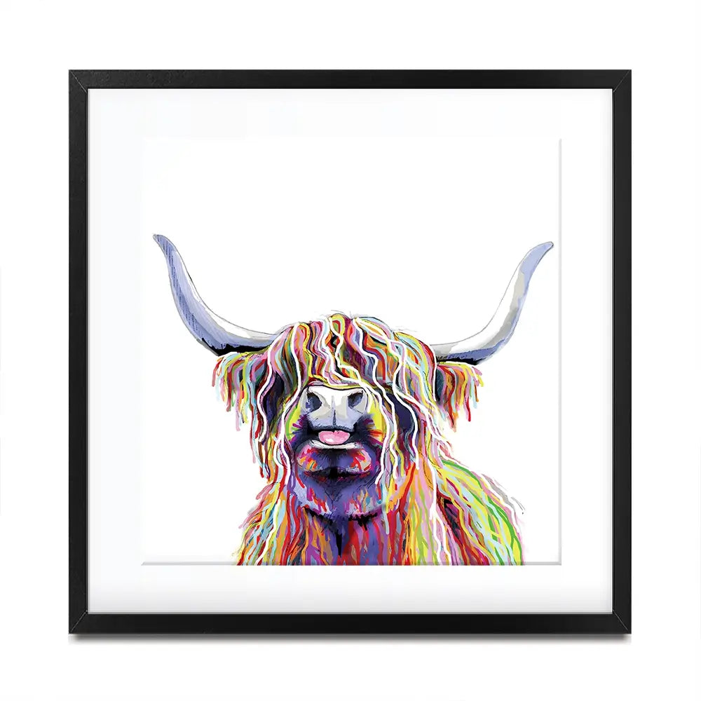 Cheeky White Highland Cow Square Framed Art Print Cheeky White Highland Cow Square Framed Art Print wall art product Independent