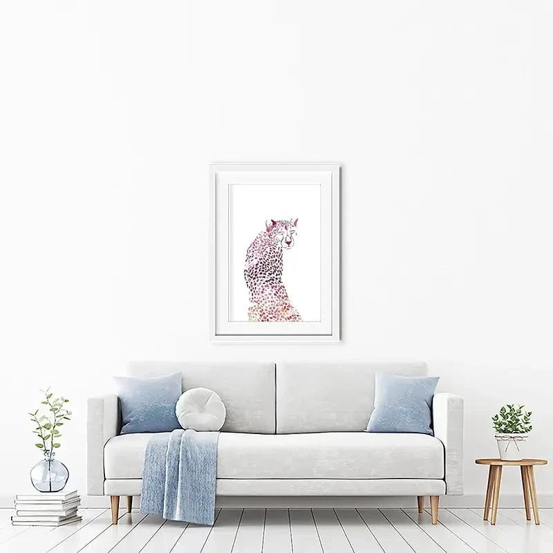 Cheetah On White Framed Art Print Cheetah On White Framed Art Print wall art product Sarah Manovski