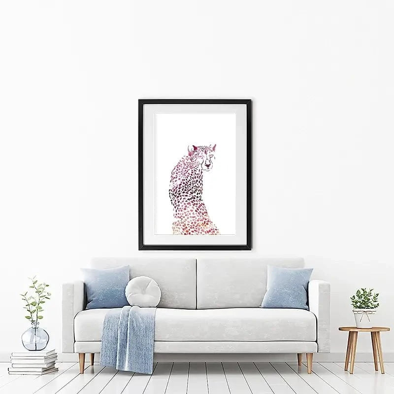 Cheetah On White Framed Art Print Cheetah On White Framed Art Print wall art product Sarah Manovski