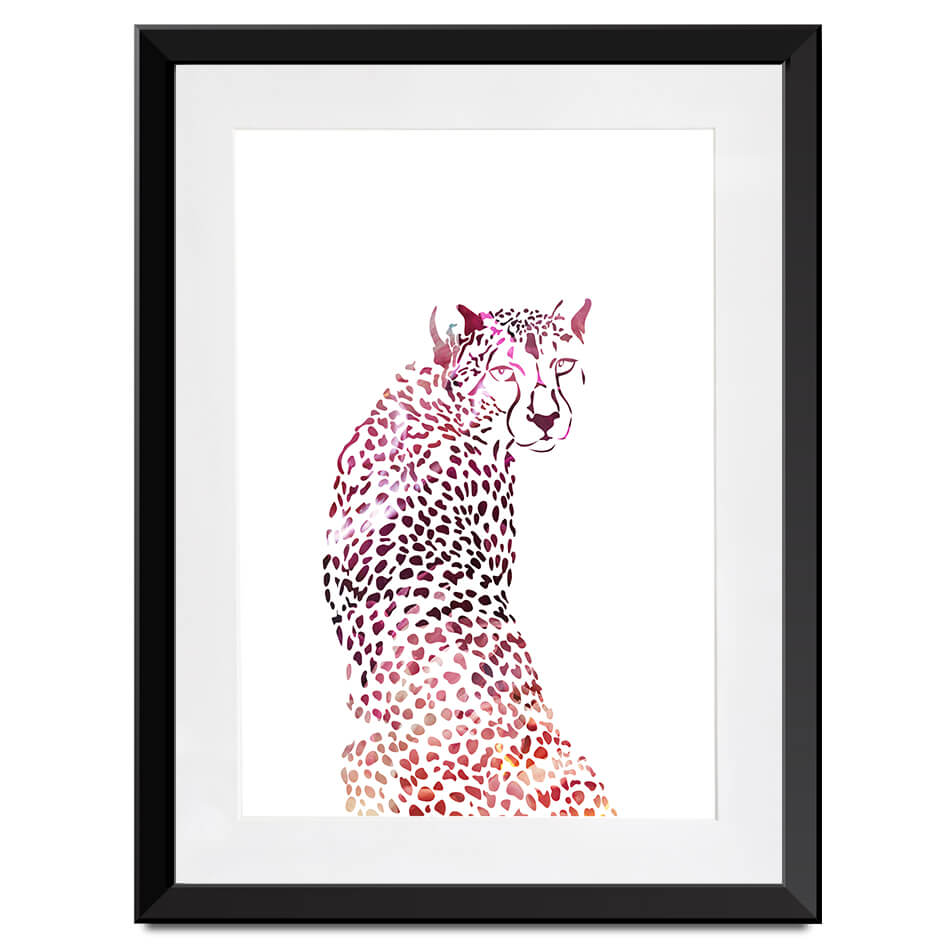 Cheetah On White Framed Art Print Cheetah On White Framed Art Print wall art product Sarah Manovski