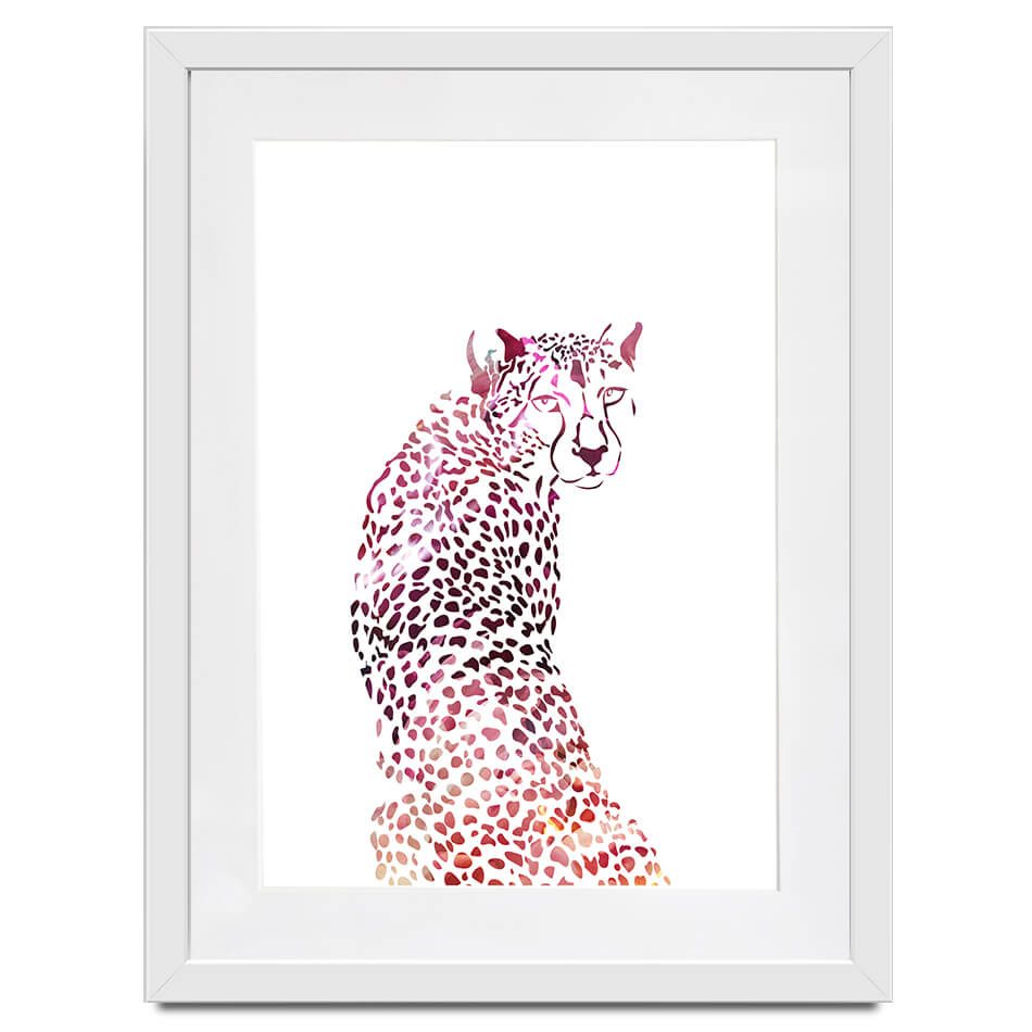 Cheetah On White Framed Art Print Cheetah On White Framed Art Print wall art product Sarah Manovski
