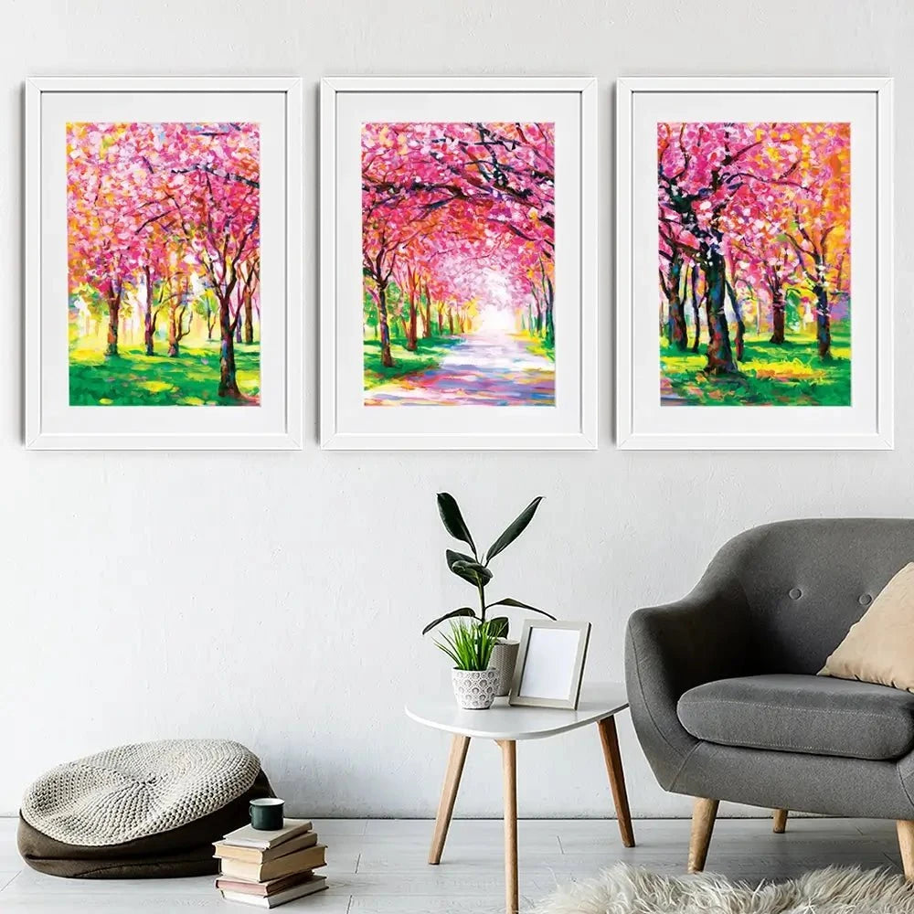 Cherry Blossom Forest Framed Art Print Trio Cherry Blossom Forest Framed Art Print Trio wall art product Leon Devenice