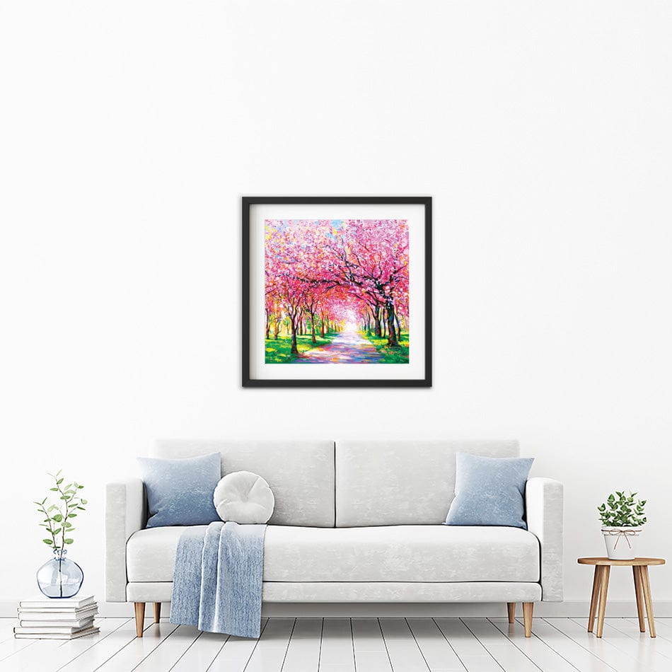 Cherry Blossom Forest Square Framed Art Print wall art product Leon Devenice