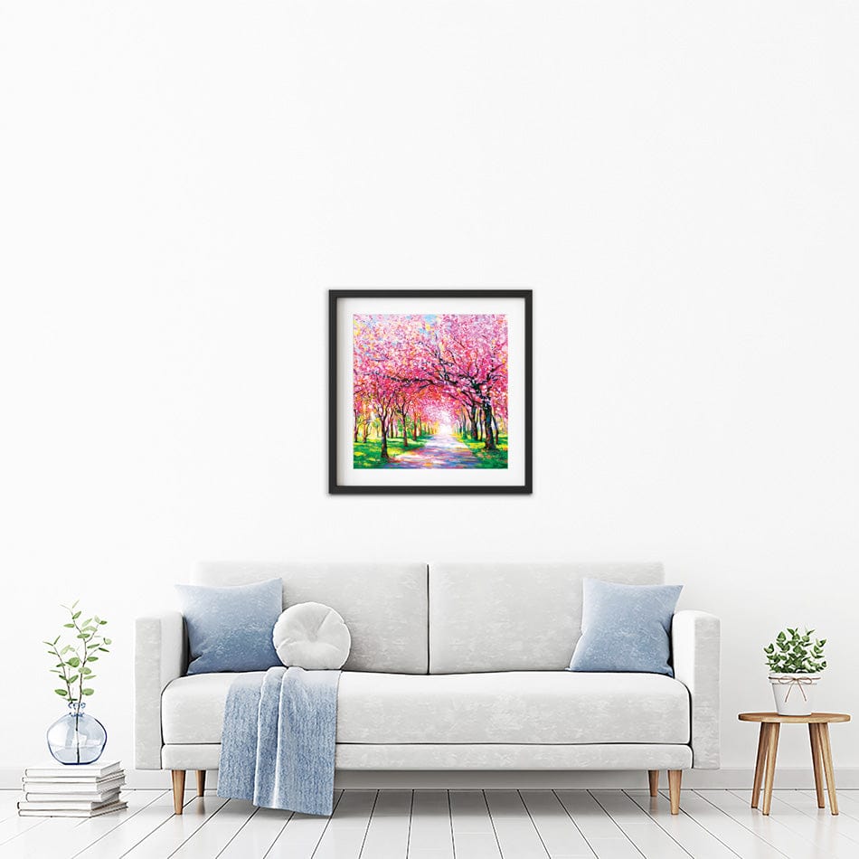 Cherry Blossom Forest Square Framed Art Print wall art product Leon Devenice