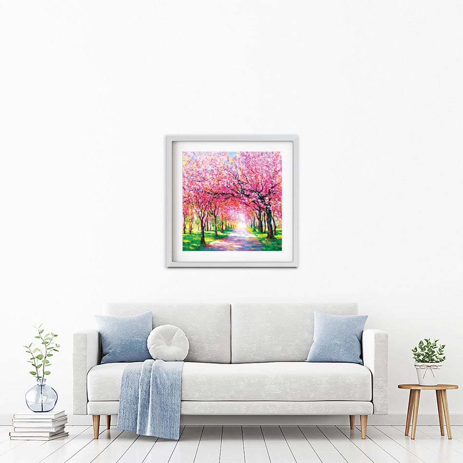 Cherry Blossom Forest Square Framed Art Print wall art product Leon Devenice