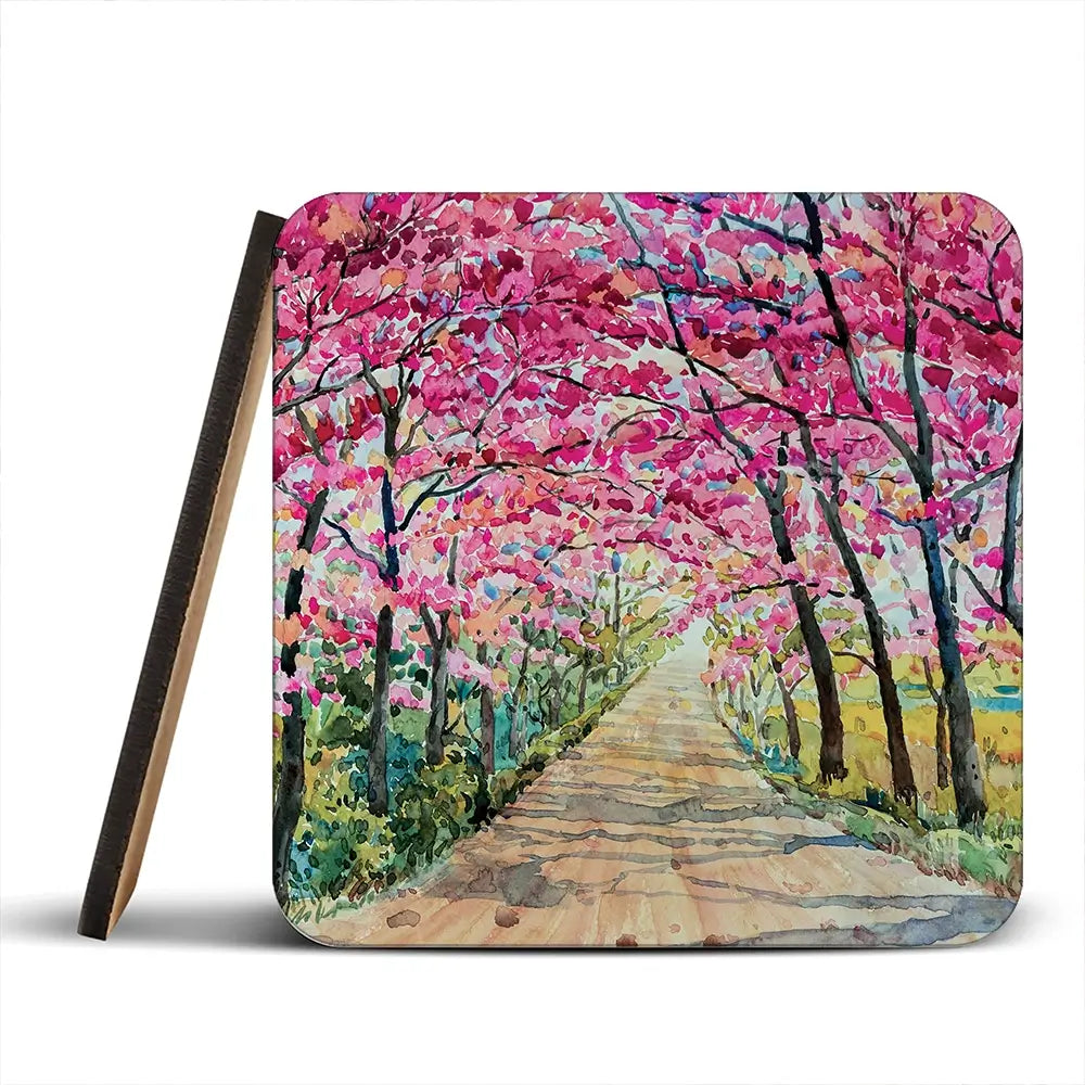 Cherry Tree Path Coaster Set Cherry Tree Path Coaster Set wall art product Painterstock / Shutterstock