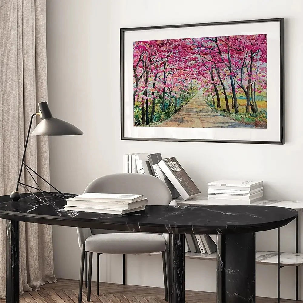 Cherry Tree Path Framed Art Print Cherry Tree Path Framed Art Print wall art product Painterstock / Shutterstock