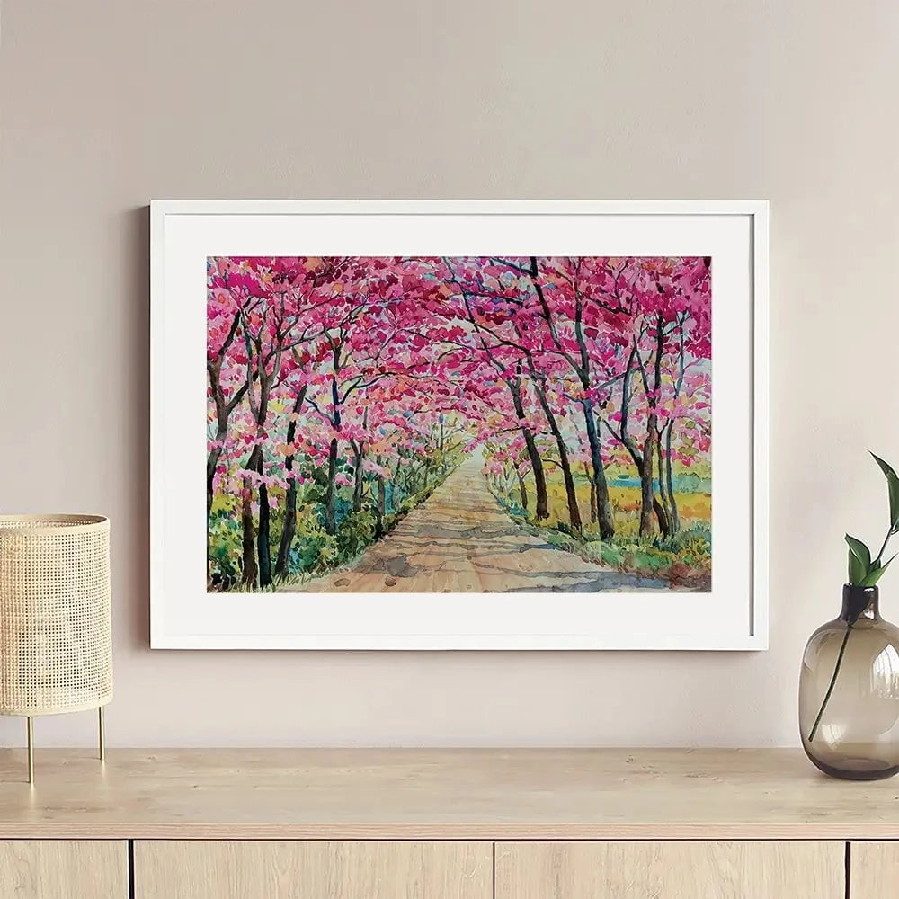 Cherry Tree Path Framed Art Print Cherry Tree Path Framed Art Print wall art product Painterstock / Shutterstock