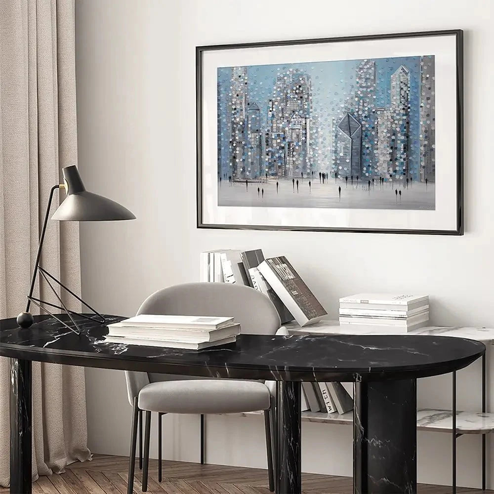 Chicago Blue Framed Art Print Chicago Blue Framed Art Print wall art product Ekaterina Ermilkina