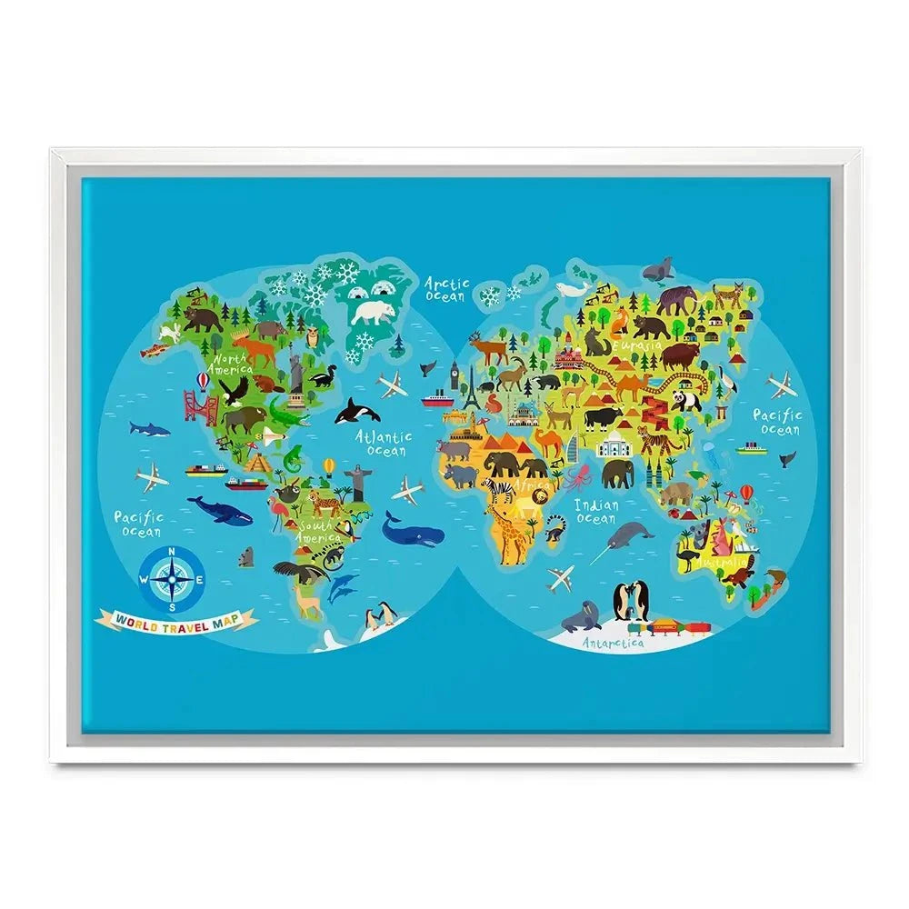 Children's World Map Canvas Print Children's World Map Canvas Print wall art product Moloko88 / Shutterstock