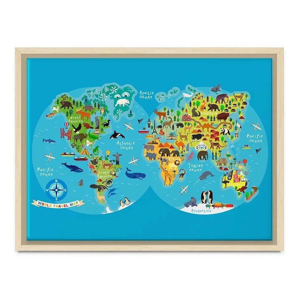 Children's World Map Canvas Print Children's World Map Canvas Print wall art product Moloko88 / Shutterstock