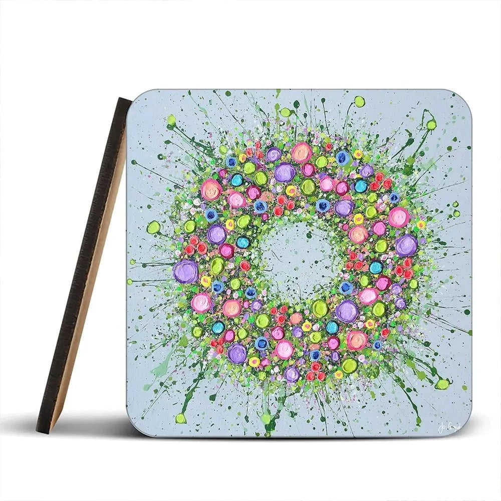 Circle Of Life Coaster Set Rainbow Soul Tree Coaster Set | Rainbow Soul Tree Art Coasters wall art product Jo Gough
