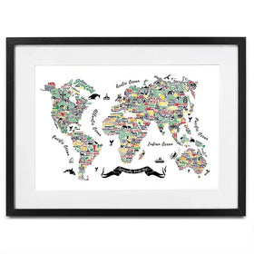 Cities World Map Framed Art Print Cities World Map Framed Art Print wall art product Moloko88 / Shutterstock
