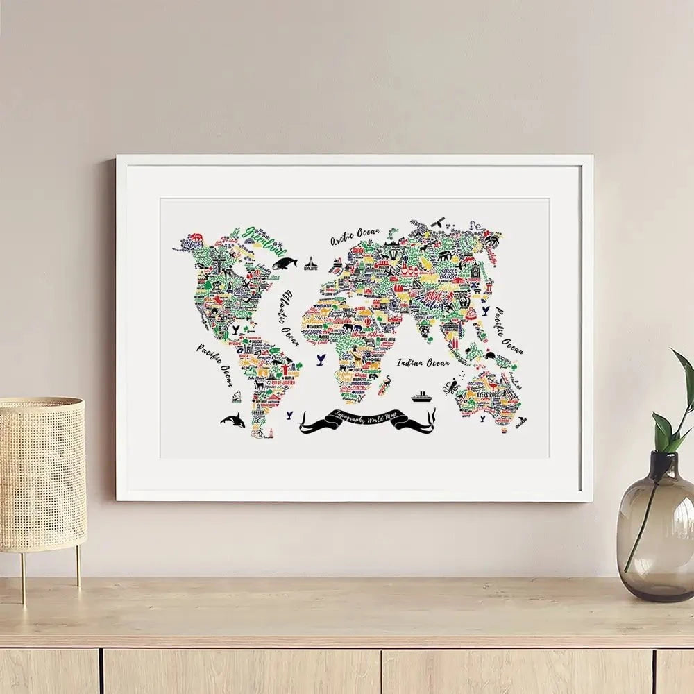 Cities World Map Framed Art Print Cities World Map Framed Art Print wall art product Moloko88 / Shutterstock