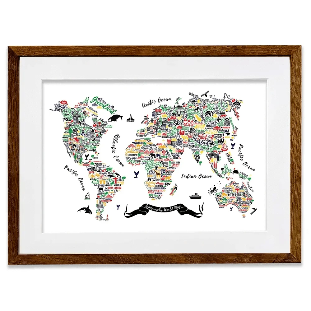Cities World Map Framed Art Print Cities World Map Framed Art Print wall art product Moloko88 / Shutterstock
