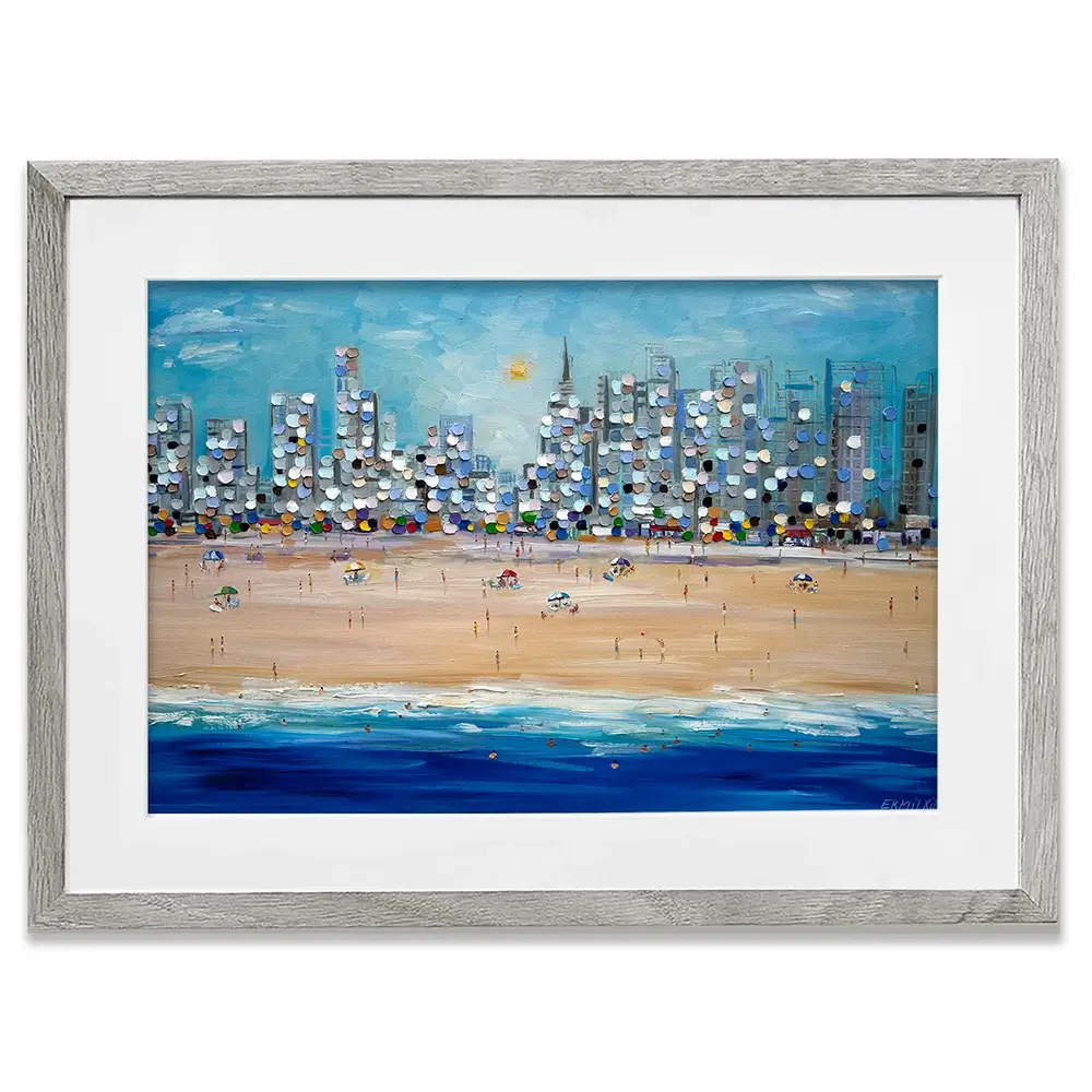 City Beach Framed Art Print City Beach Framed Art Print wall art product Ekaterina Ermilkina