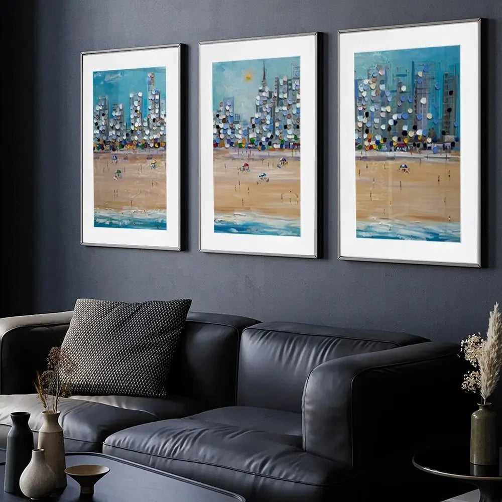 City Beach Framed Art Print Trio City Beach Framed Art Print Trio wall art product Ekaterina Ermilkina