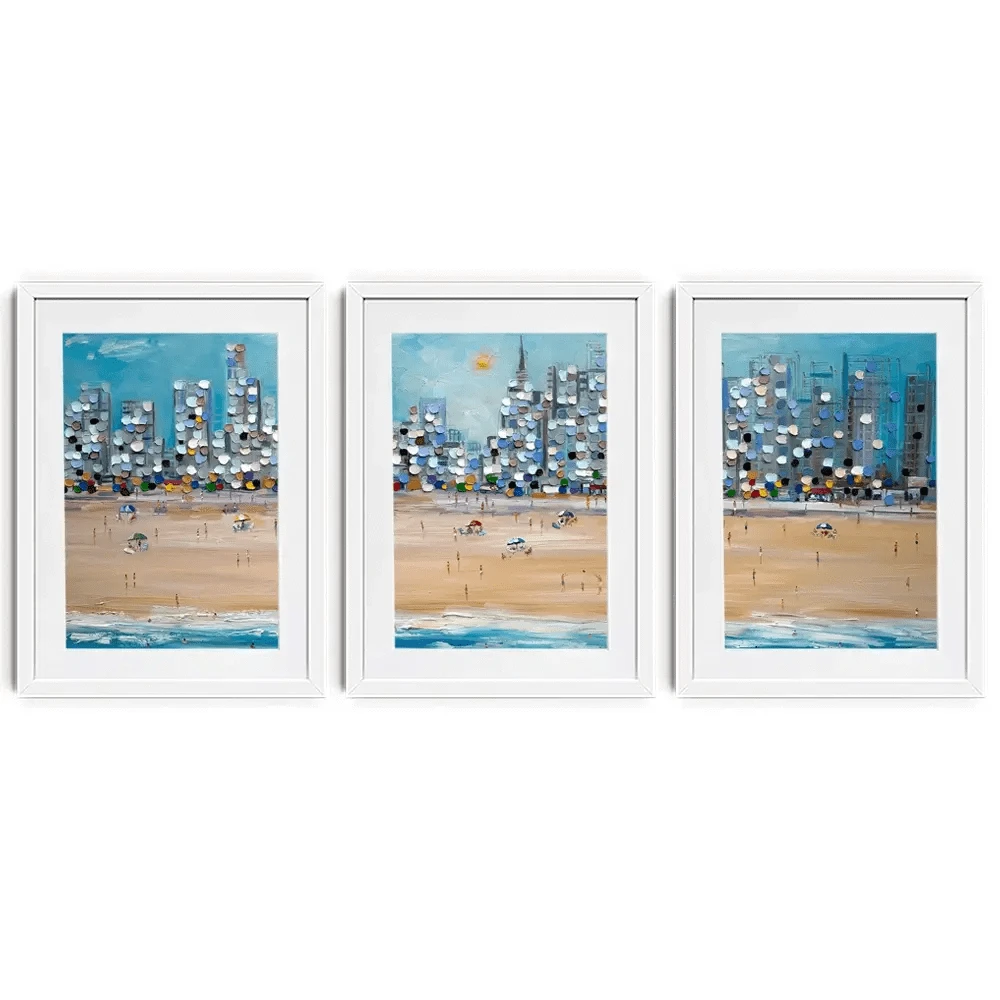 City Beach Framed Art Print Trio City Beach Framed Art Print Trio wall art product Ekaterina Ermilkina