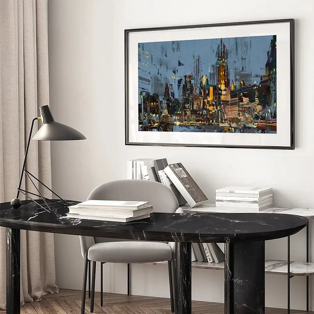 City Lights At Night Framed Art Print City Lights At Night Framed Art Print wall art product Tithi Luadthong / Shutterstock