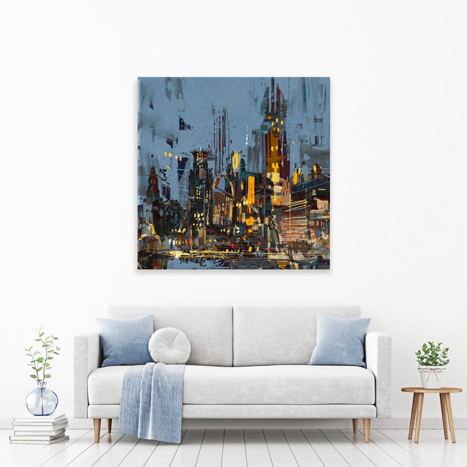City Lights At Night Square Canvas Print wall art product Tithi Luadthong / Shutterstock
