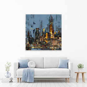 City Lights At Night Square Canvas Print wall art product Tithi Luadthong / Shutterstock