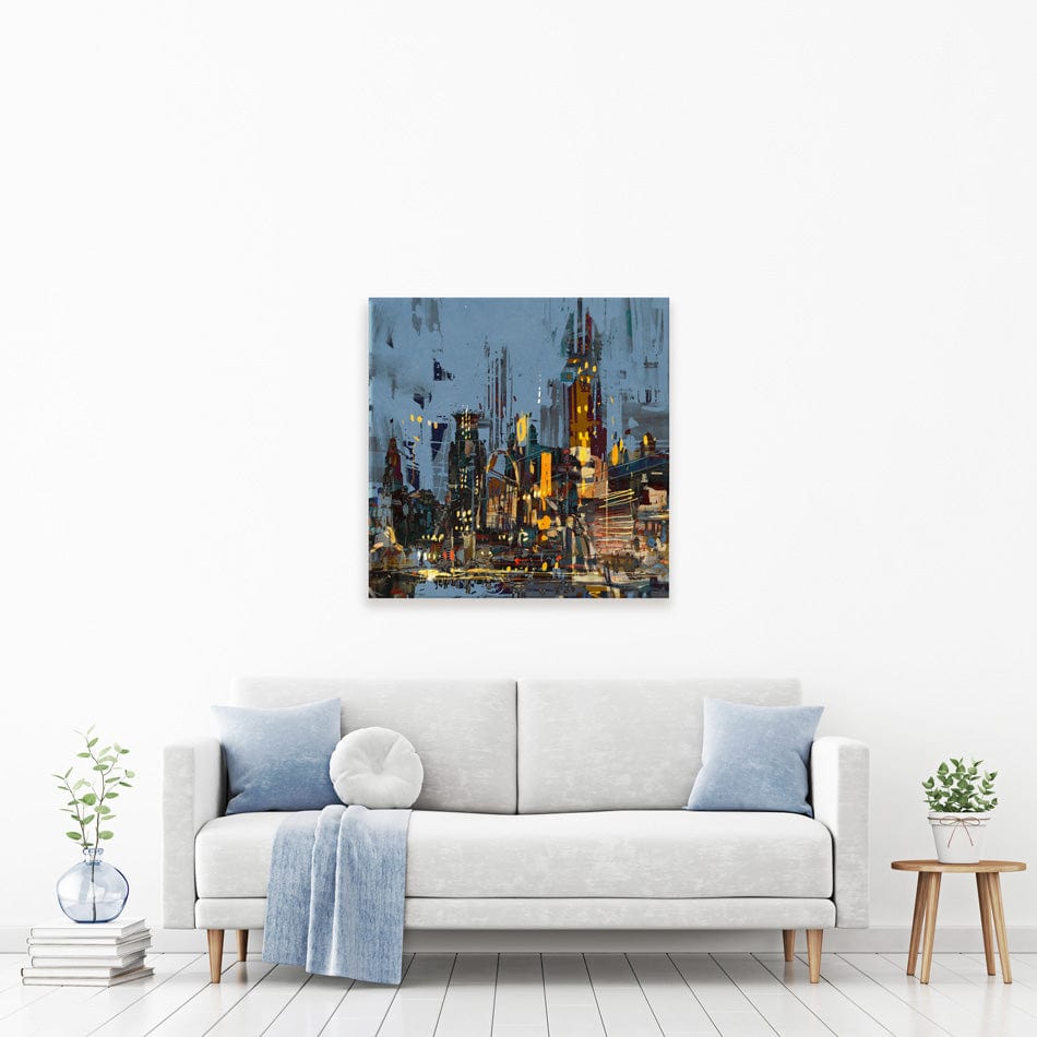 City Lights At Night Square Canvas Print wall art product Tithi Luadthong / Shutterstock