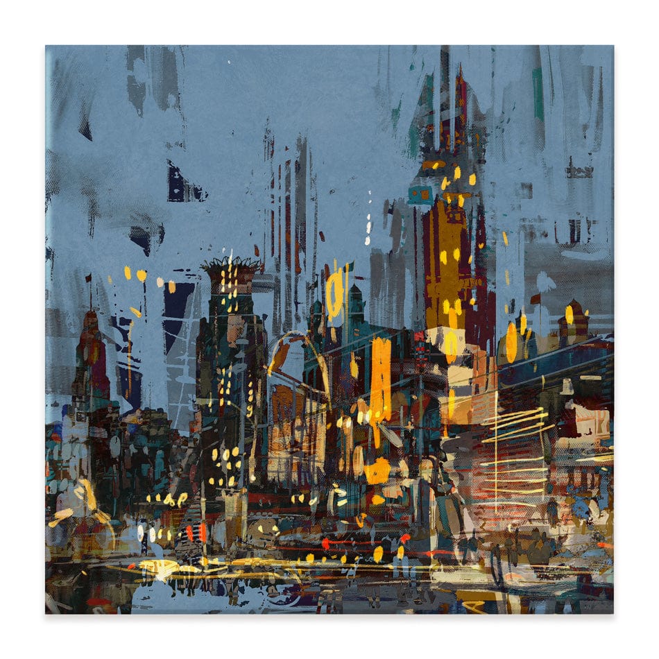 City Lights At Night Square Canvas Print wall art product Tithi Luadthong / Shutterstock
