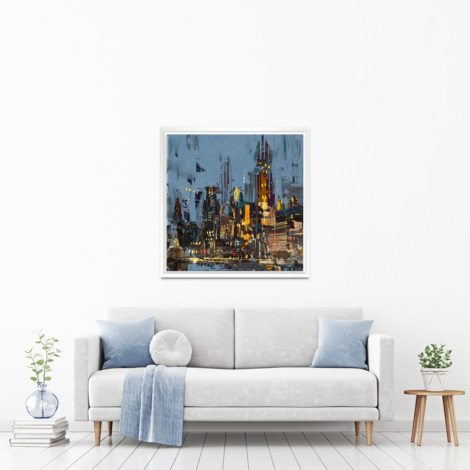 City Lights At Night Square Canvas Print wall art product Tithi Luadthong / Shutterstock