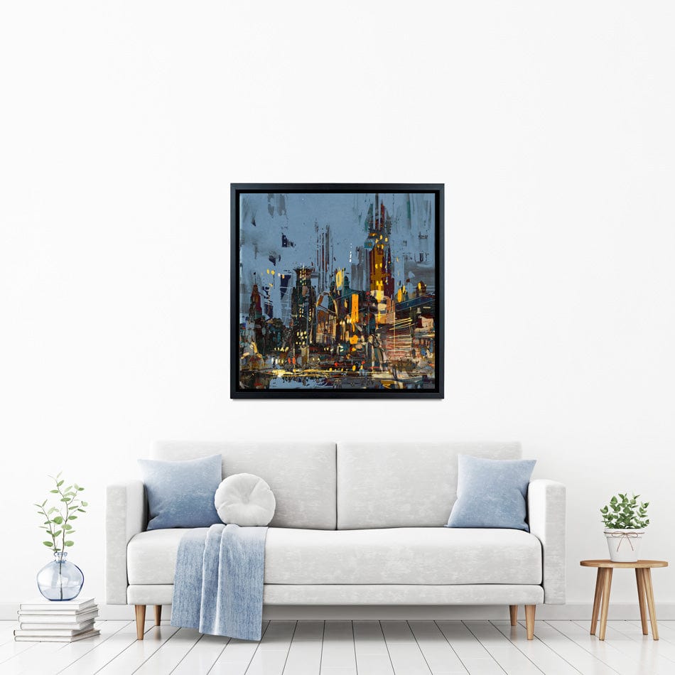 City Lights At Night Square Canvas Print wall art product Tithi Luadthong / Shutterstock