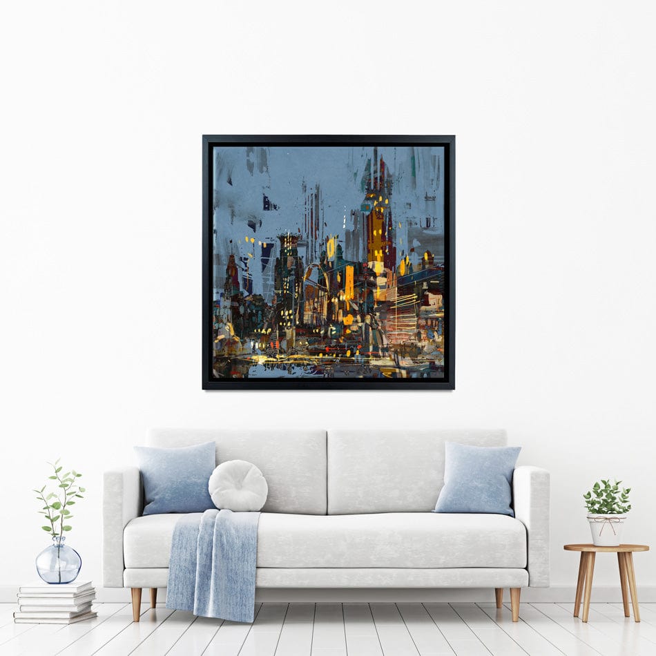 City Lights At Night Square Canvas Print wall art product Tithi Luadthong / Shutterstock