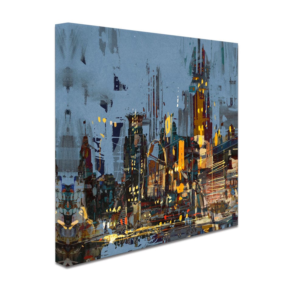 City Lights At Night Square Canvas Print wall art product Tithi Luadthong / Shutterstock