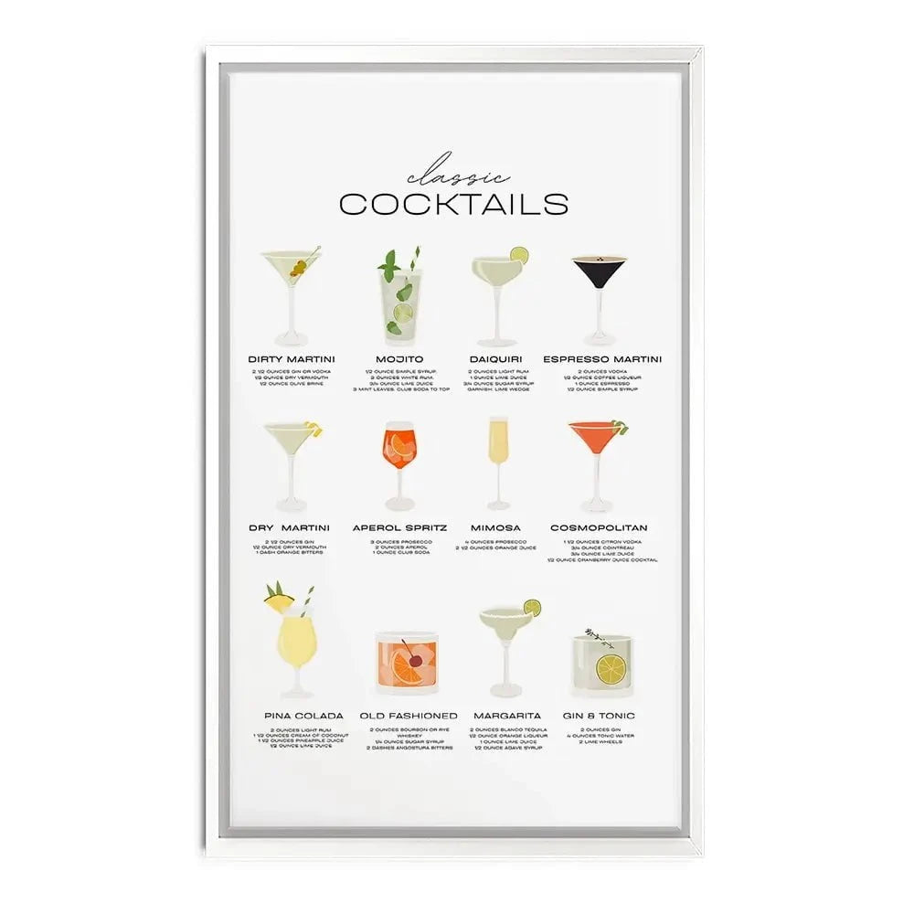 Classic Cocktails Canvas Print Classic Cocktails Canvas Print wall art product Art Print Shop