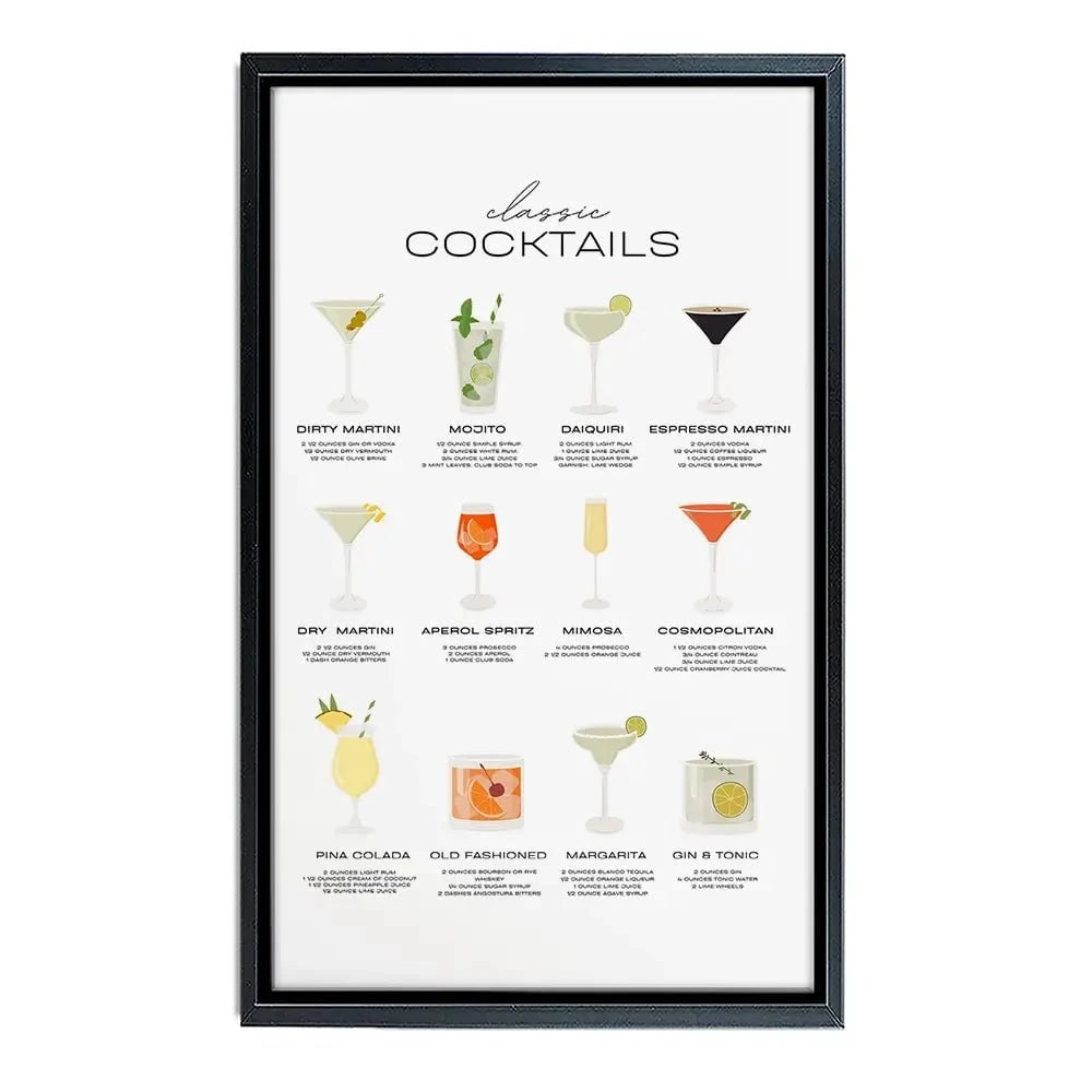 Classic Cocktails Canvas Print Classic Cocktails Canvas Print wall art product Art Print Shop