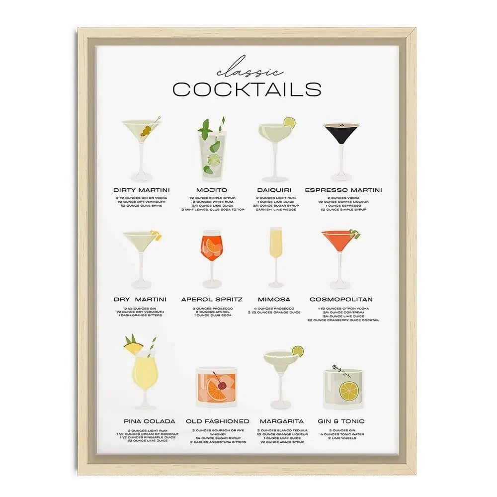 Classic Cocktails Canvas Print Classic Cocktails Canvas Print wall art product Art Print Shop