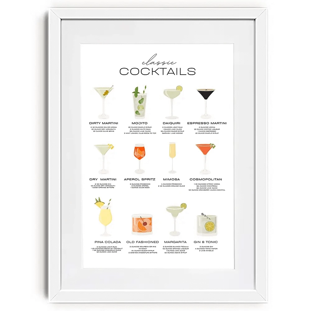 Classic Cocktails Framed Art Print Classic Cocktails Framed Art Print wall art product Art Print Shop
