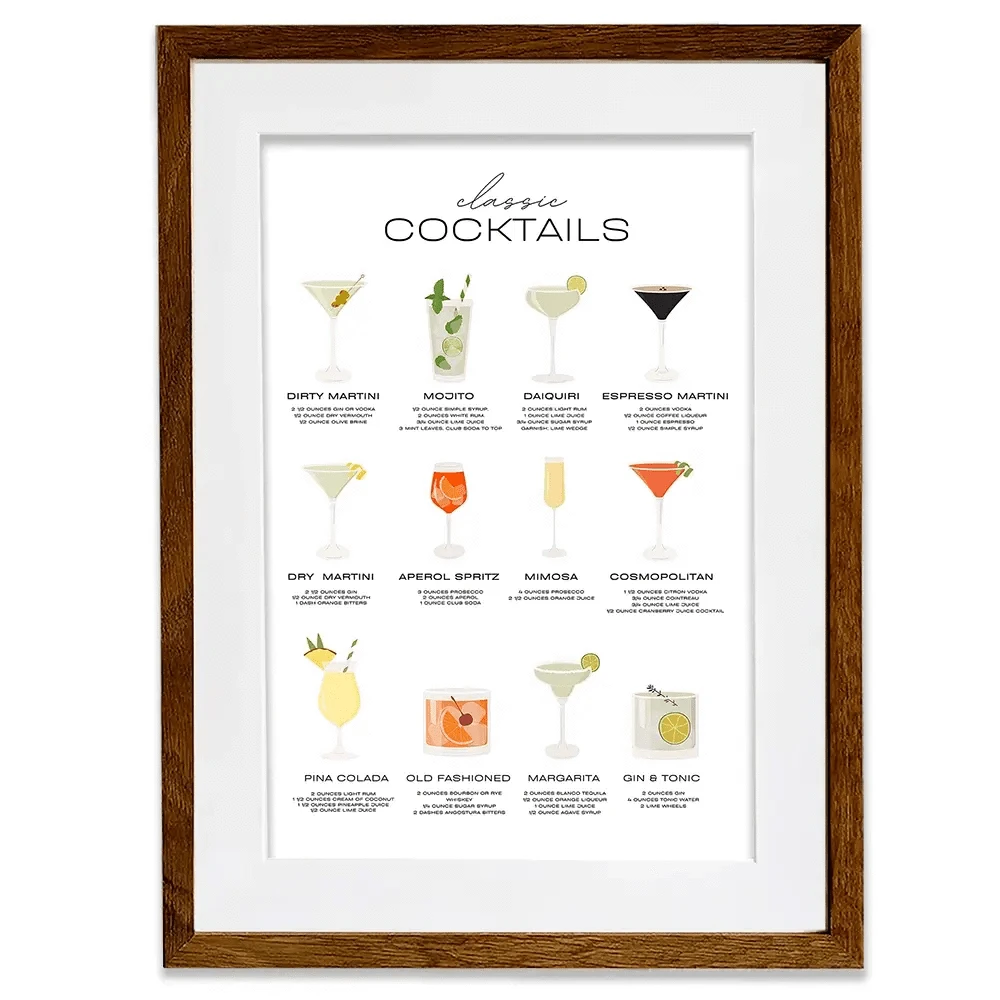 Classic Cocktails Framed Art Print Classic Cocktails Framed Art Print wall art product Art Print Shop