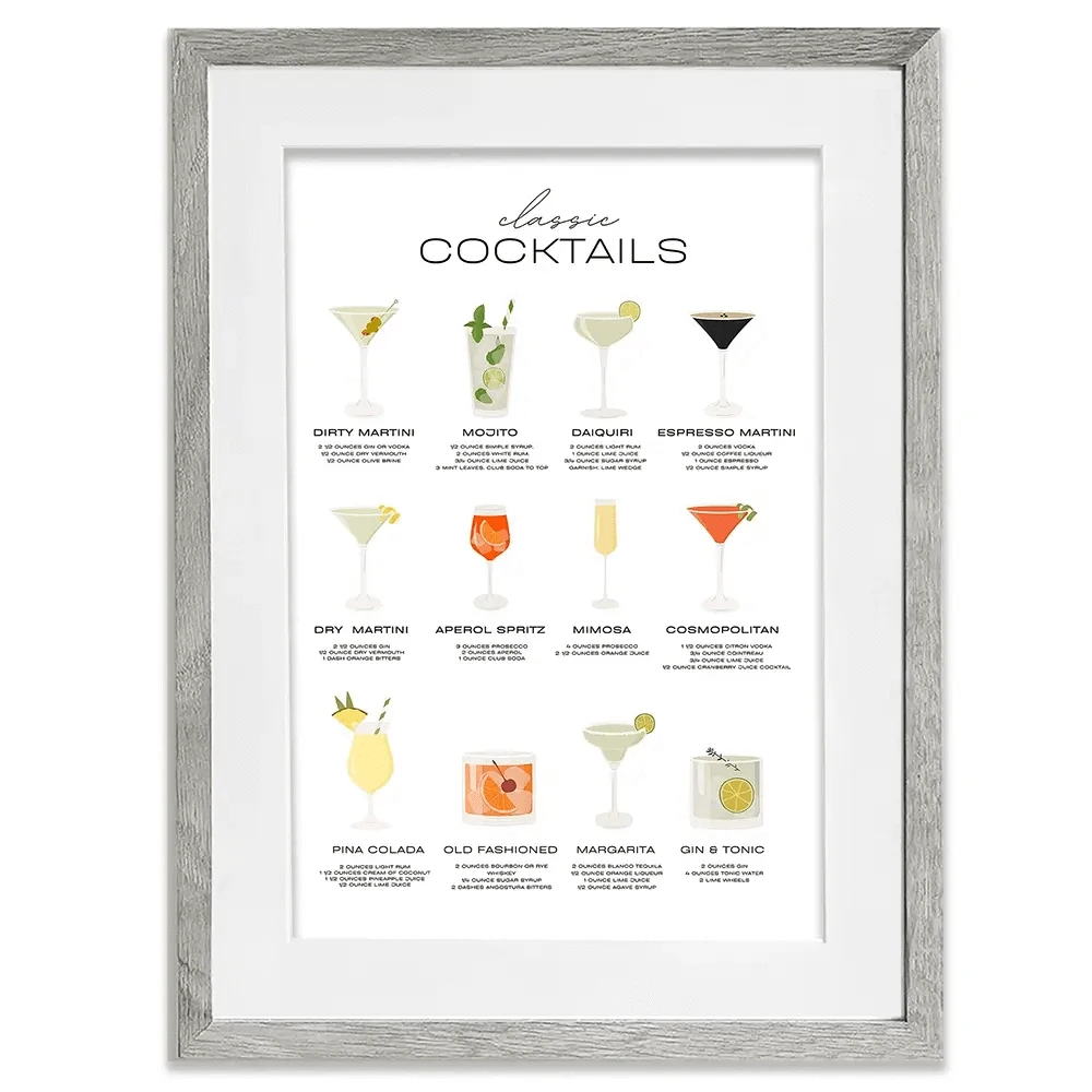 Classic Cocktails Framed Art Print Classic Cocktails Framed Art Print wall art product Art Print Shop
