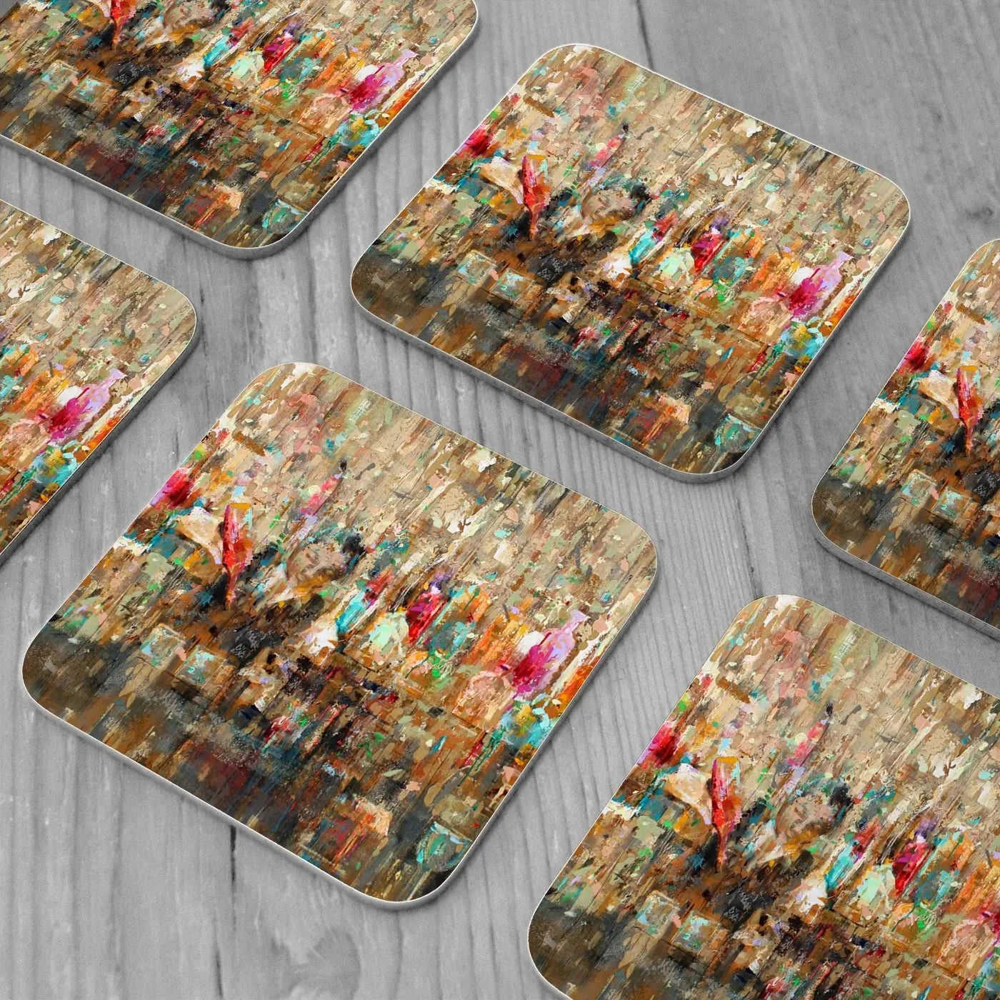Cocktail Bar Coaster Set Rainbow Soul Tree Coaster Set | Rainbow Soul Tree Art Coasters wall art product Studio Paint-Ing